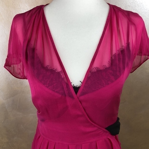 DVF Fuscha Silk Chiffon wrap dress with Silk satin slip - Picture 4 of 10
